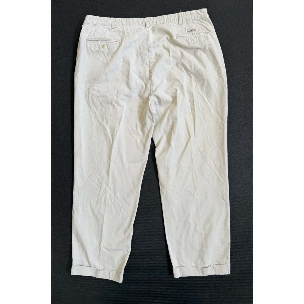 Vintage Polo Ralph Lauren Mens 42x32 Pleated Chino Pants Khaki Tan
